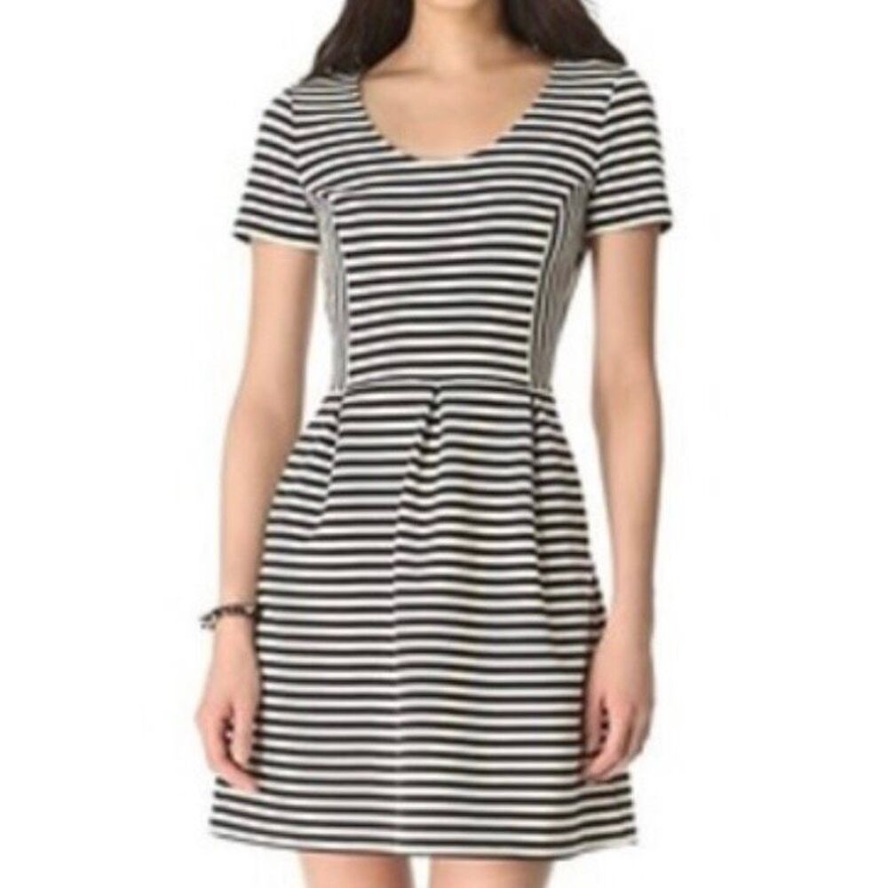 J. Crew Women's Stripes Scoopneck Skater Mini Dress Black & White Size 2 structu